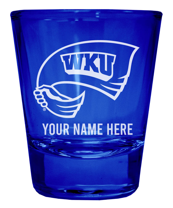 Western Kentucky Hilltoppers Officially Licensed Personalized Engraved Full Color 2 oz Shot Glass Blue