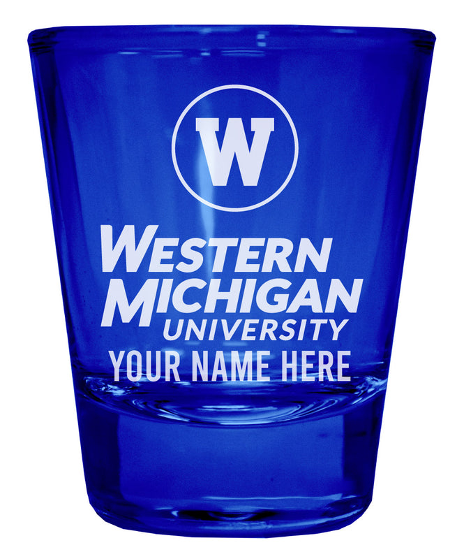 Western Michigan University Officially Licensed Personalized Engraved Full Color 2 oz Shot Glass Blue