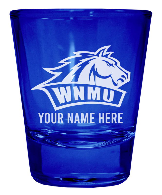 Western New Mexico University Officially Licensed Personalized Engraved Full Color 2 oz Shot Glass Blue