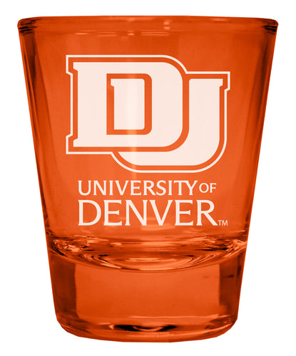 University of Denver Pioneers Engraved Full Color 2oz Shot Glass Officially Licensed Collegiate Product