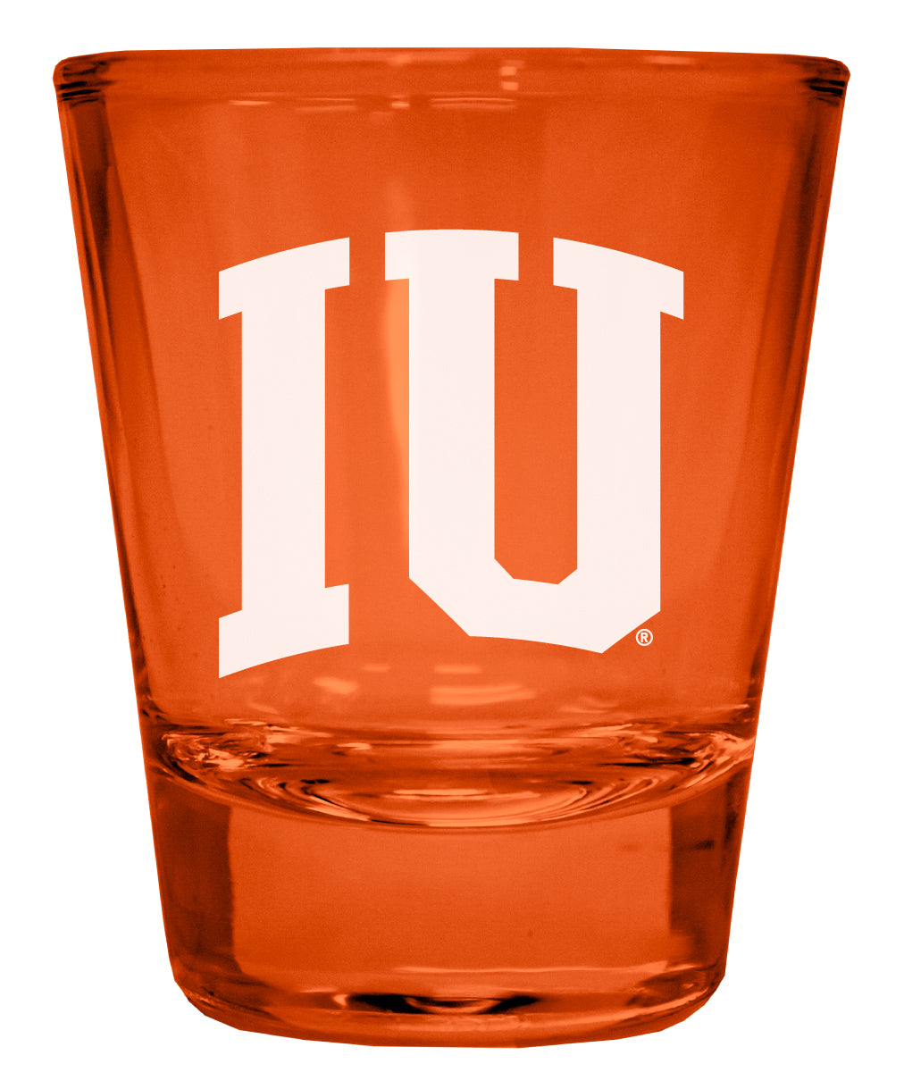 Indiana Hoosiers Engraved Full Color 2oz Shot Glass Orange Officially Licensed Collegiate Product 2-Pack