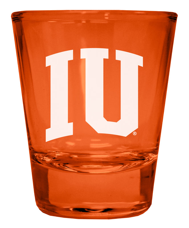 Indiana Hoosiers Engraved Full Color 2oz Shot Glass Orange Officially Licensed Collegiate Product 2-Pack