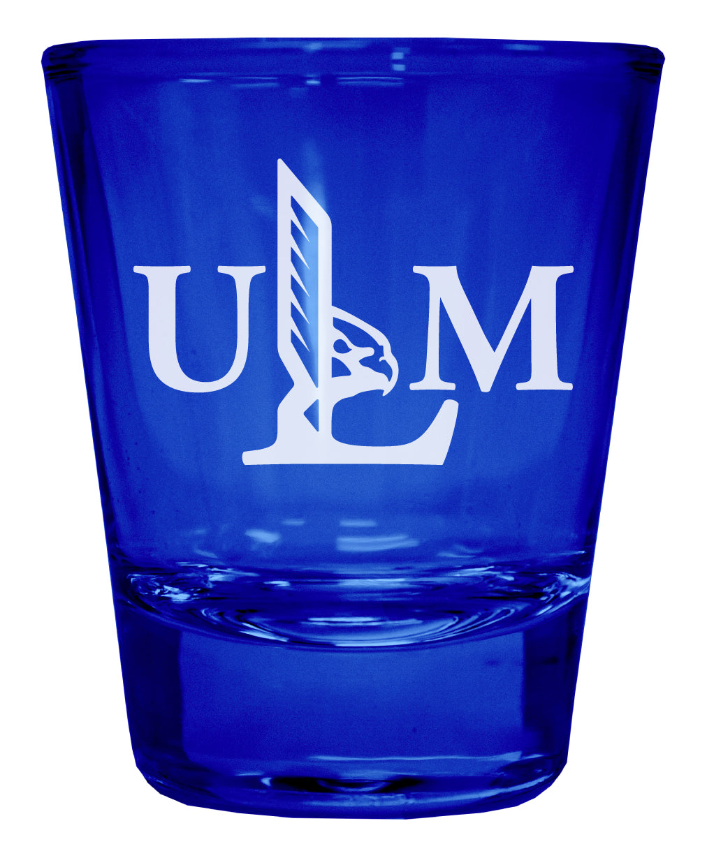 University of Louisiana Monroe Engraved Full Color 2oz Shot Glass Blue Officially Licensed Collegiate Product 2-Pack