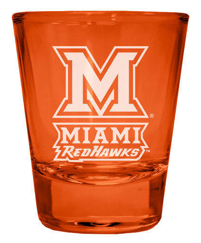 Miami University of Ohio Engraved Full Color 2oz Shot Glass Orange Officially Licensed Collegiate Product 4-Pack