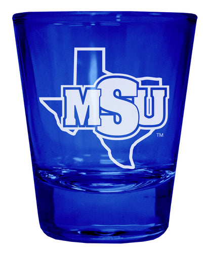 Midwestern State University Mustangs Engraved Full Color 2oz Shot Glass Blue Officially Licensed Collegiate Product Single