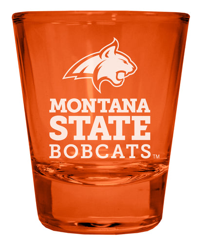 Montana State Bobcats Engraved Full Color 2oz Shot Glass Orange Officially Licensed Collegiate Product 2-Pack