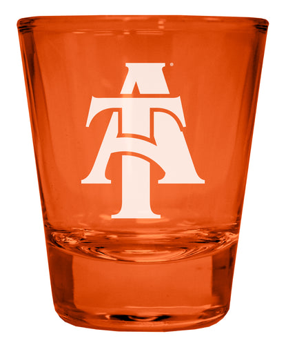 North Carolina A&T State Aggies Engraved Full Color 2oz Shot Glass Orange Officially Licensed Collegiate Product 4-Pack