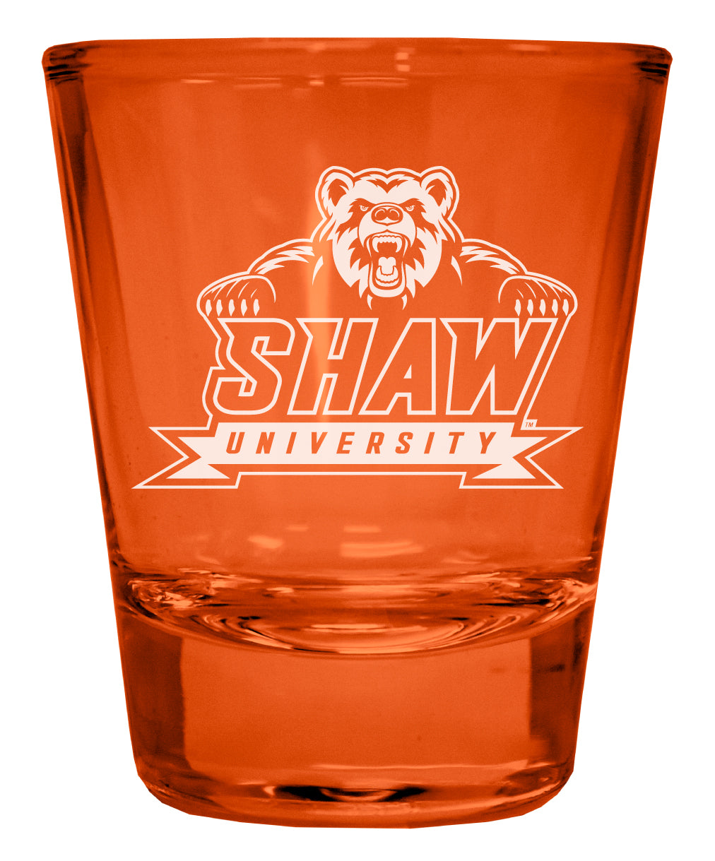 Shaw University Bears Engraved Full Color 2oz Shot Glass Orange Officially Licensed Collegiate Product Single