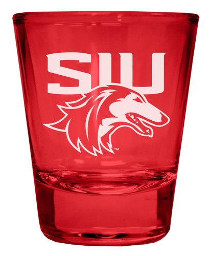 Southern Illinois Salukis Engraved Full Color 2oz Shot Glass Red Officially Licensed Collegiate Product Single