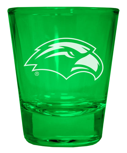Southern Mississippi Golden Eagles Engraved Full Color 2oz Shot Glass Green Officially Licensed Collegiate Product 2-Pack