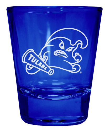 Tulane University Green Wave Engraved Full Color 2oz Shot Glass Blue Officially Licensed Collegiate Product 2-Pack