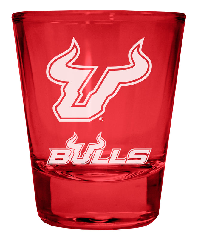 South Florida Bulls Engraved Full Color 2oz Shot Glass Red Officially Licensed Collegiate Product 4-Pack