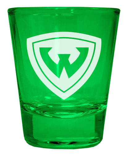 Wayne State Engraved Full Color 2oz Shot Glass Green Officially Licensed Collegiate Product Single