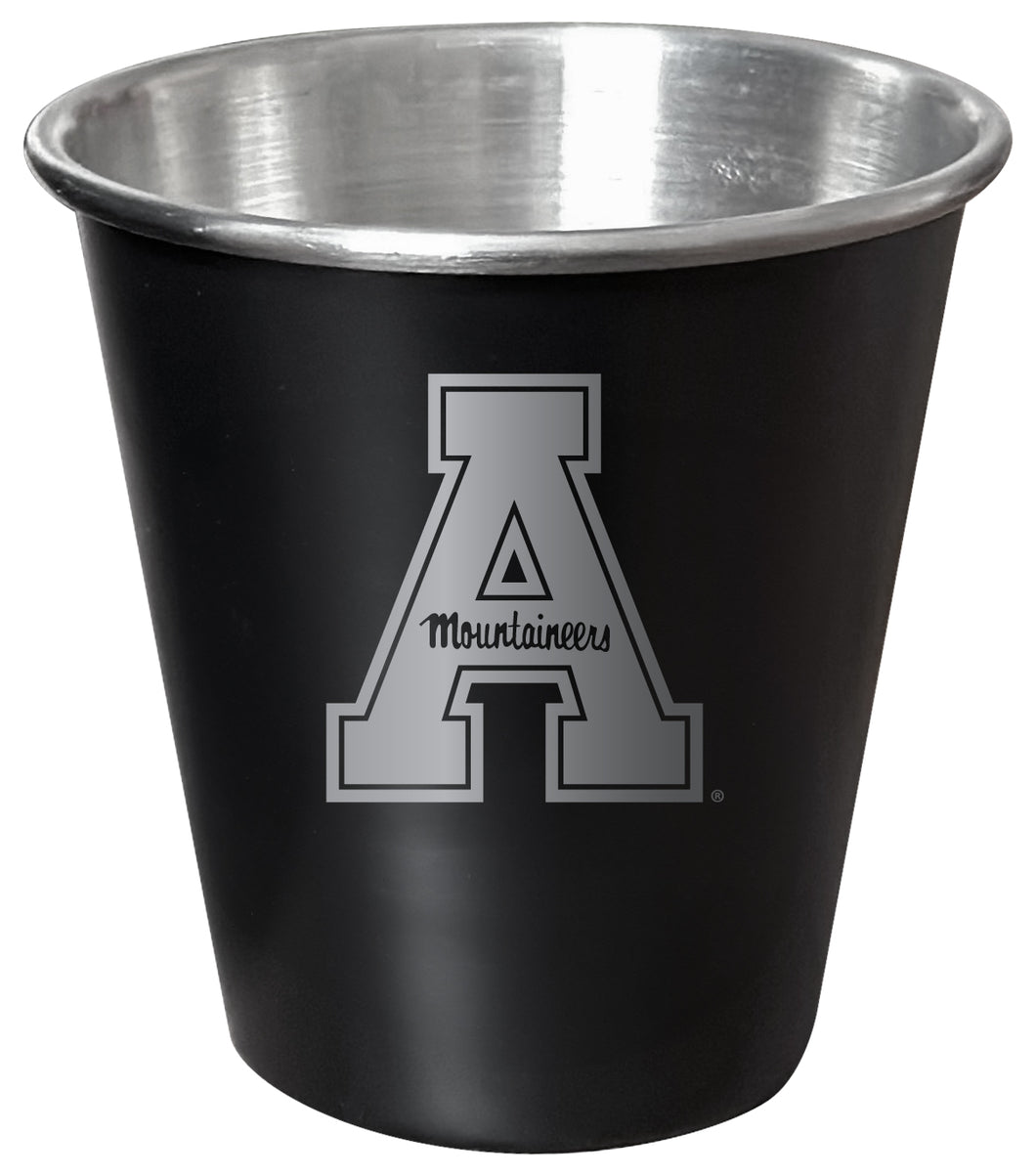 Appalachian State Engraved 2oz Tin Shot Glass Black Matte Coating Officially Licensed Collegiate Product Single
