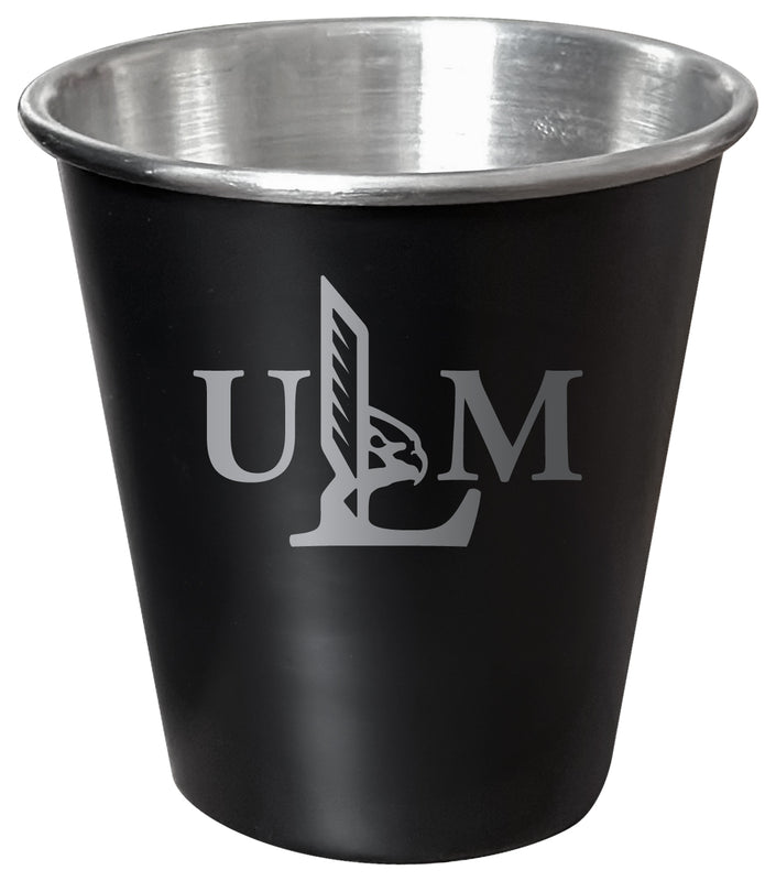 University of Louisiana Monroe Engraved 2oz Tin Shot Glass Black Matte Coating Officially Licensed Collegiate Product Single
