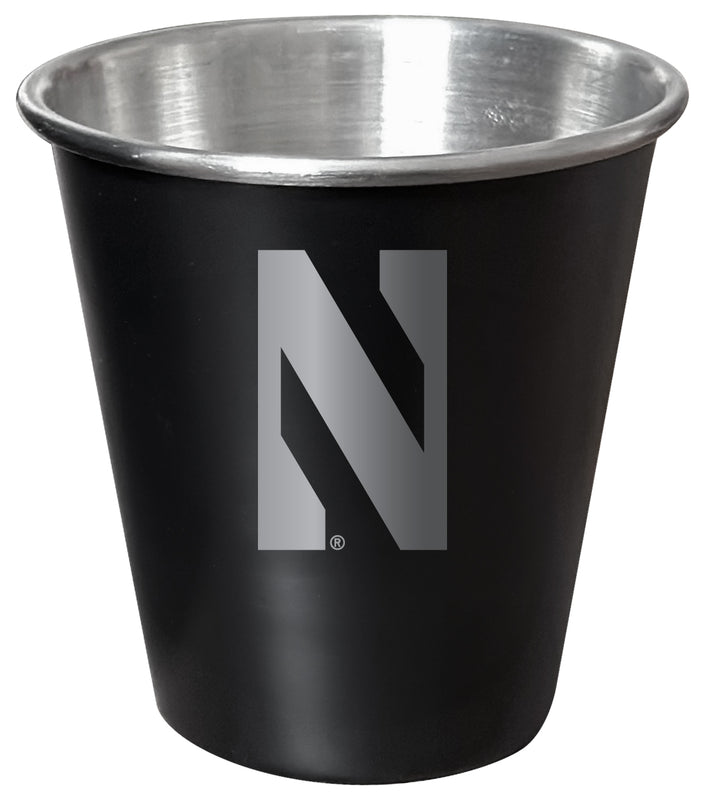 Northwestern University Wildcats Engraved 2oz Tin Shot Glass Black Matte Coating Officially Licensed Collegiate Product 4-Pack