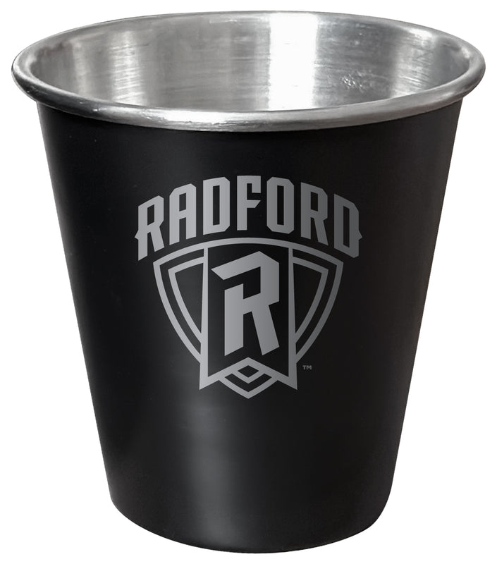 Radford University Highlanders Engraved 2oz Tin Shot Glass Black Matte Coating Officially Licensed Collegiate Product Single