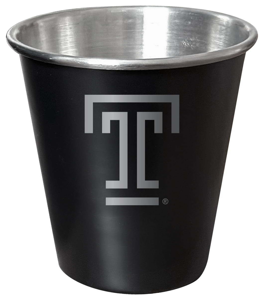 Temple University Engraved 2oz Tin Shot Glass Black Matte Coating Officially Licensed Collegiate Product Single