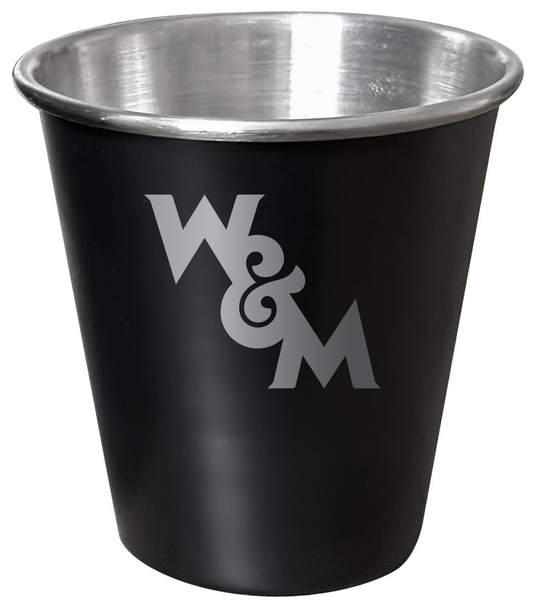 William and Mary Engraved 2oz Tin Shot Glass Black Matte Coating Officially Licensed Collegiate Product Single