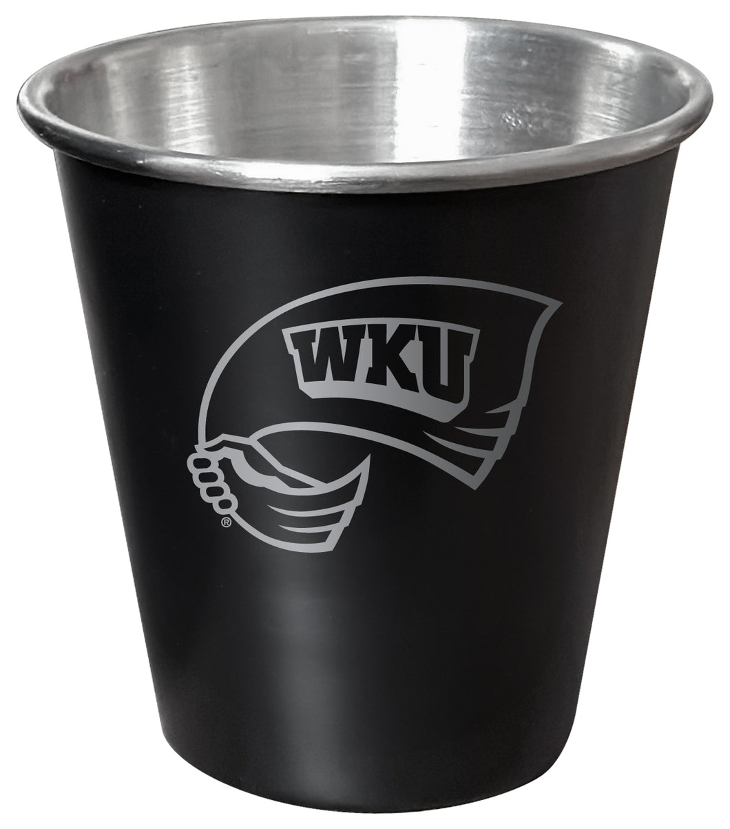 Western Kentucky Hilltoppers Engraved 2oz Tin Shot Glass Black Matte Coating Officially Licensed Collegiate Product Single