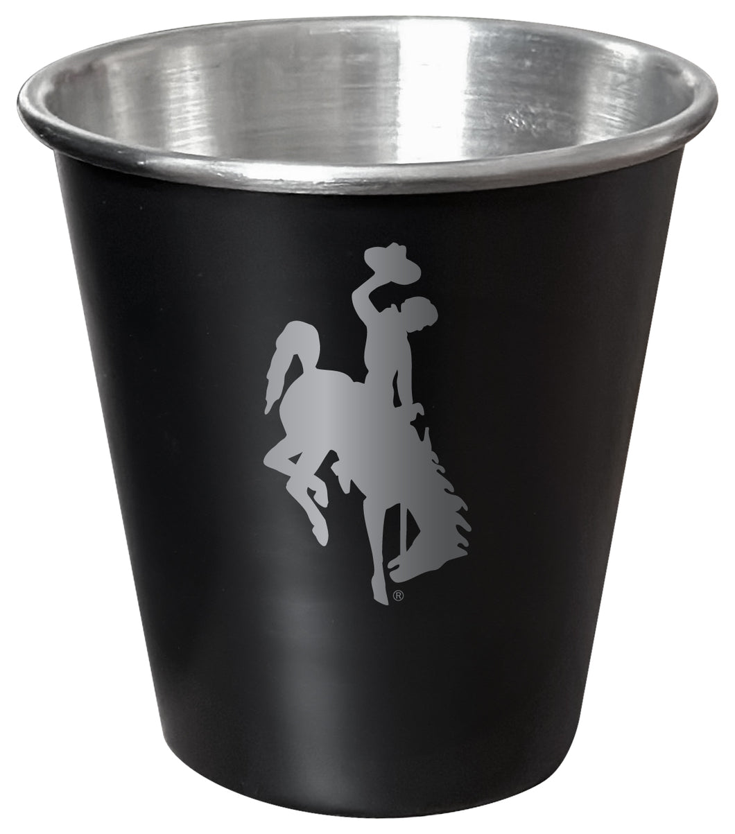 University of Wyoming Engraved 2oz Tin Shot Glass Black Matte Coating Officially Licensed Collegiate Product Single
