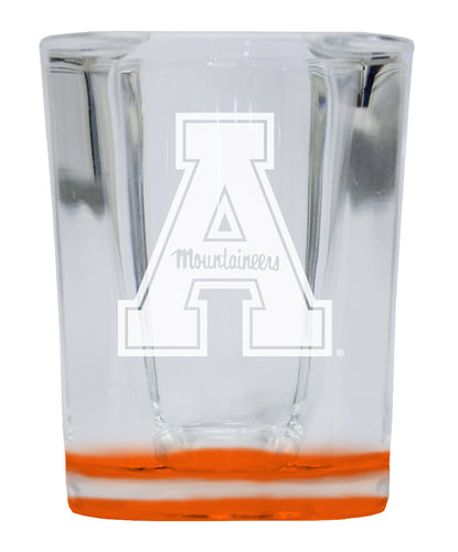 Appalachian State 2 Ounce Engraved Shot Glass Square Orange Base Officially Licensed Collegiate Product 2-Pack