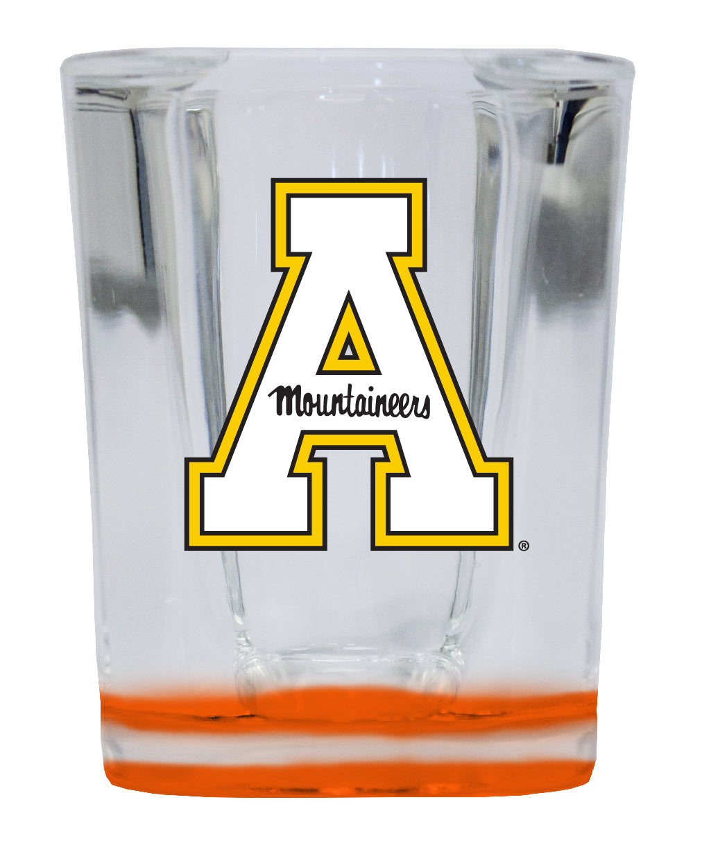 Appalachian State 2 Ounce Shot Glass Square Orange Base Officially Licensed Collegiate Product 2-Pack