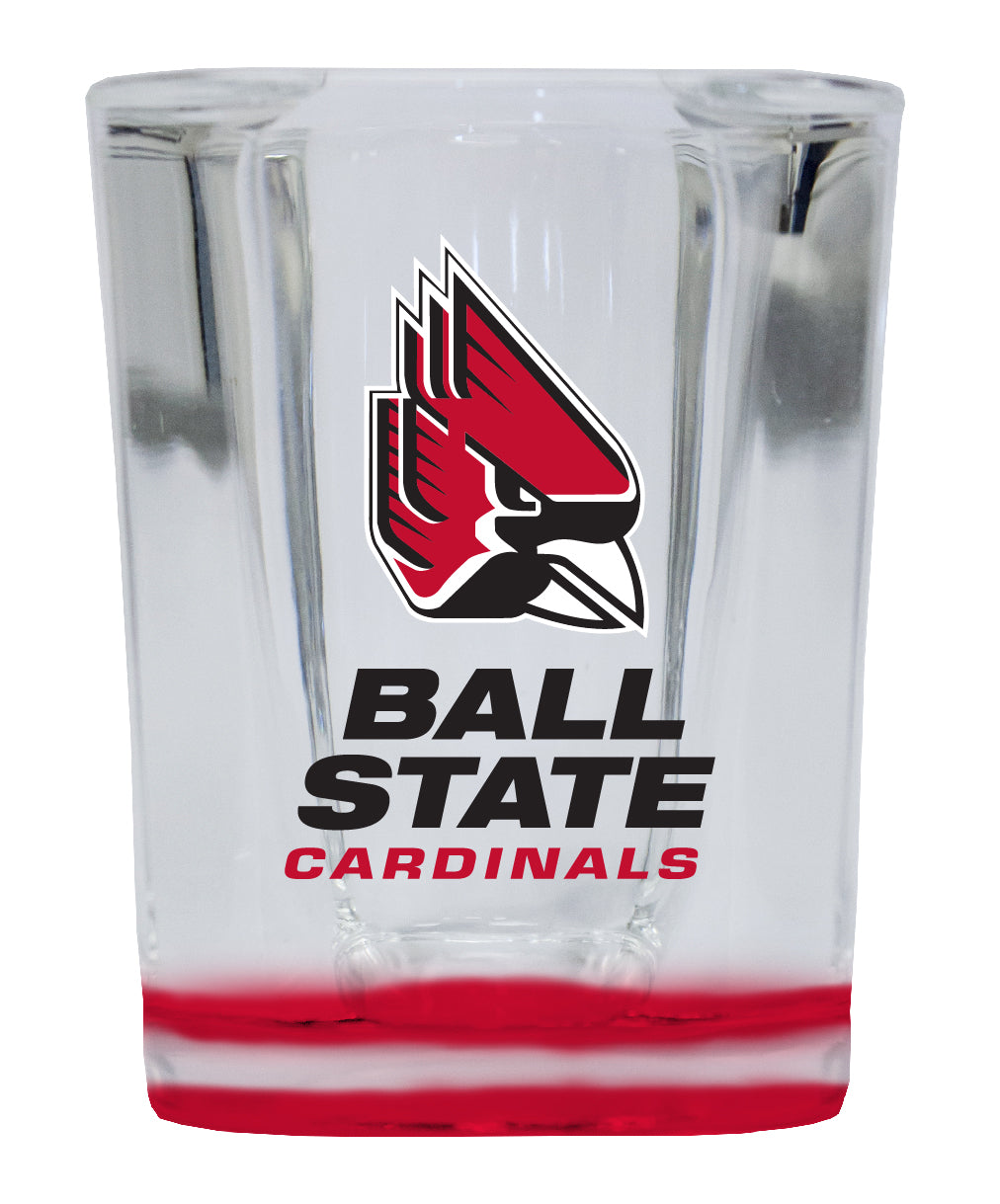 Ball State University 2 Ounce Shot Glass Square Red Base Officially Licensed Collegiate Product Single