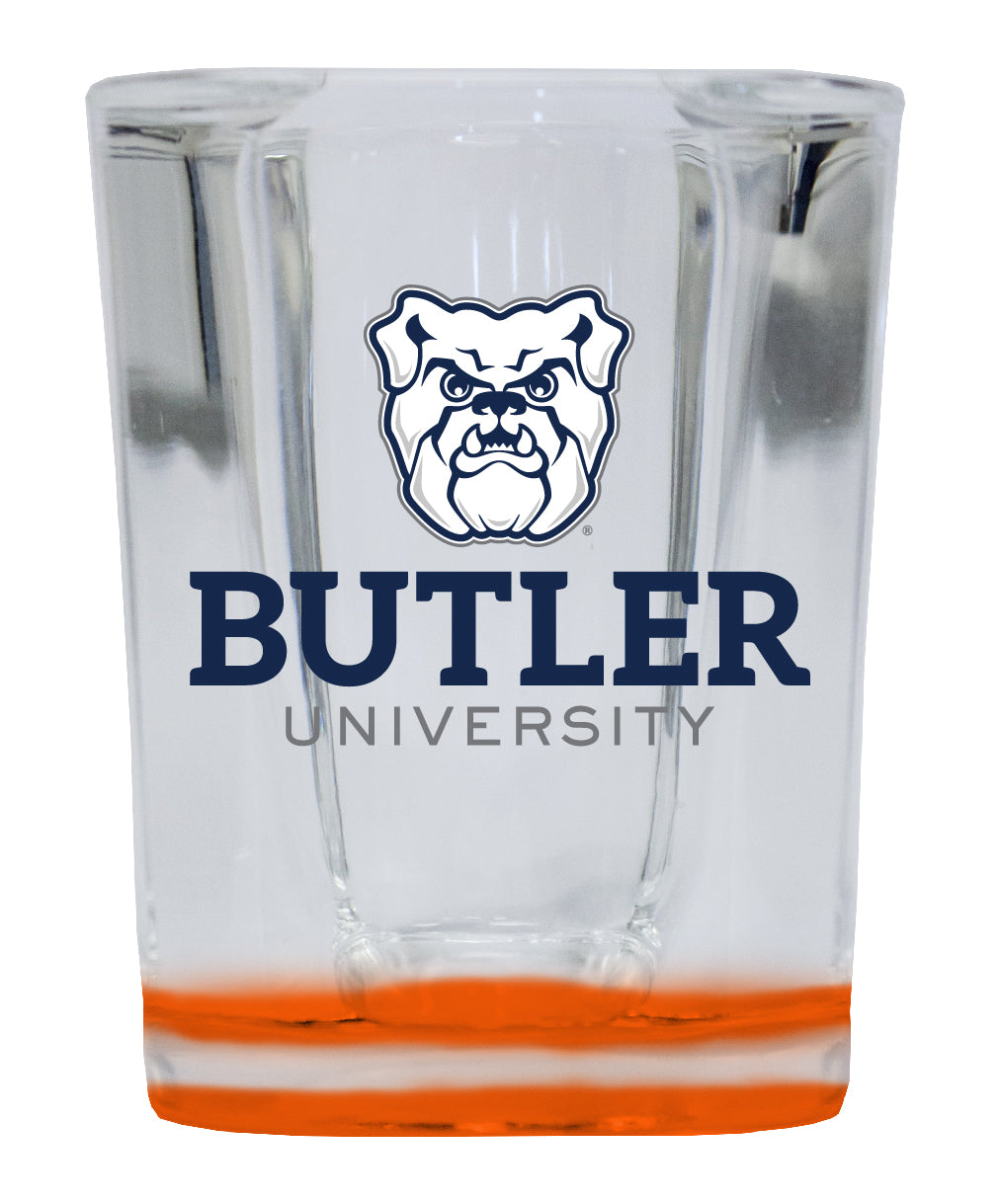 Butler Bulldogs 2 Ounce Shot Glass Square Orange Base Officially Licensed Collegiate Product 4-Pack