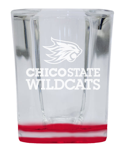 California State University, Chico 2 Ounce Engraved Shot Glass Square Red Base Officially Licensed Collegiate Product 4-Pack