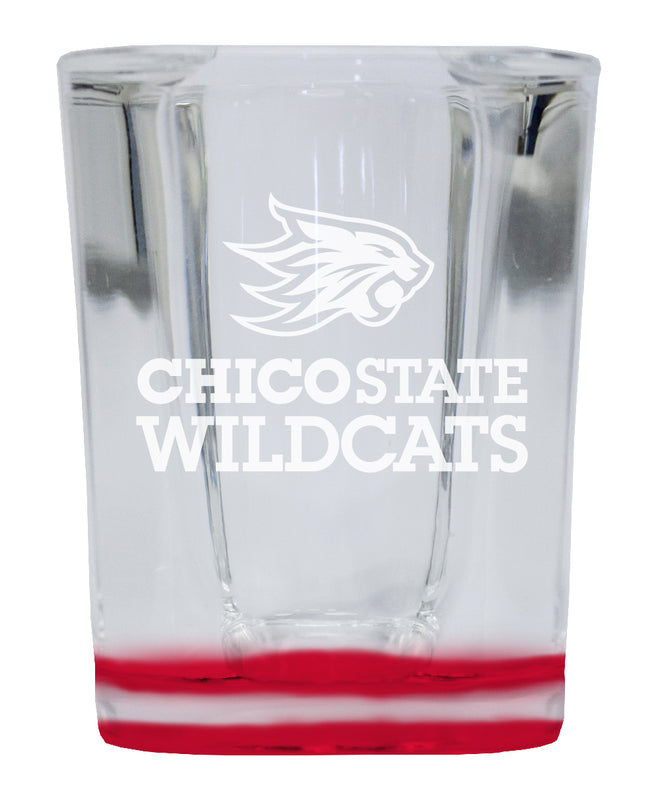 California State University, Chico 2 Ounce Engraved Shot Glass Square Red Base Officially Licensed Collegiate Product 4-Pack