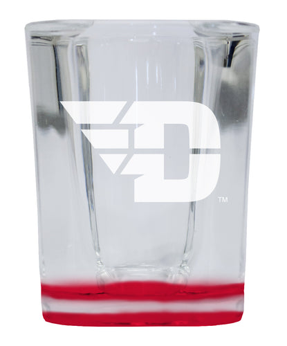Dayton Flyers 2 Ounce Engraved Shot Glass Square Red Base Officially Licensed Collegiate Product 2-Pack