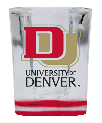 University of Denver Pioneers 2 Ounce Shot Glass Square Red Base Officially Licensed Collegiate Product Single