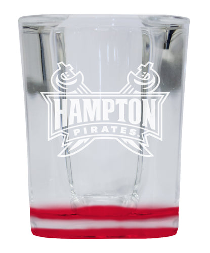 Hampton University 2 Ounce Engraved Shot Glass Square Red Base Officially Licensed Collegiate Product 4-Pack