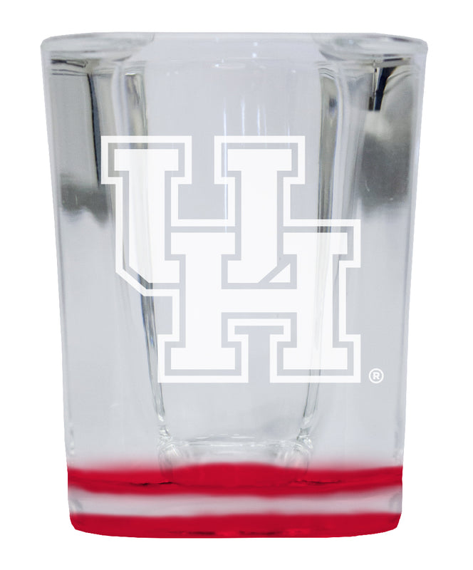 University of Houston 2 Ounce Engraved Shot Glass Square Red Base Officially Licensed Collegiate Product Single Unit