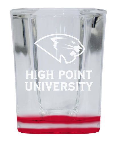 High Point University 2 Ounce Engraved Shot Glass Square Red Base Officially Licensed Collegiate Product 2-Pack