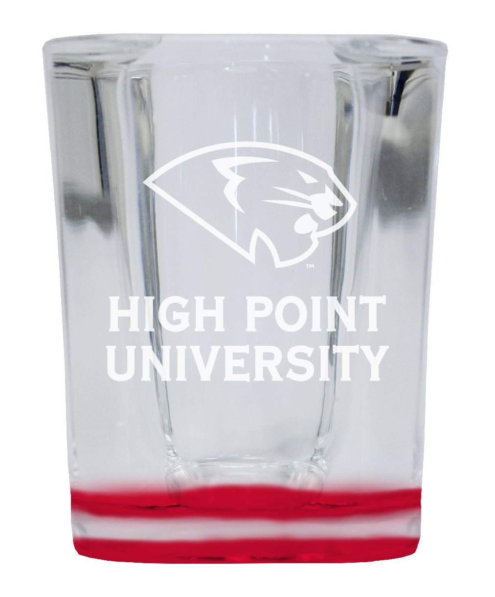 High Point University 2 Ounce Engraved Shot Glass Square Red Base Officially Licensed Collegiate Product 2-Pack