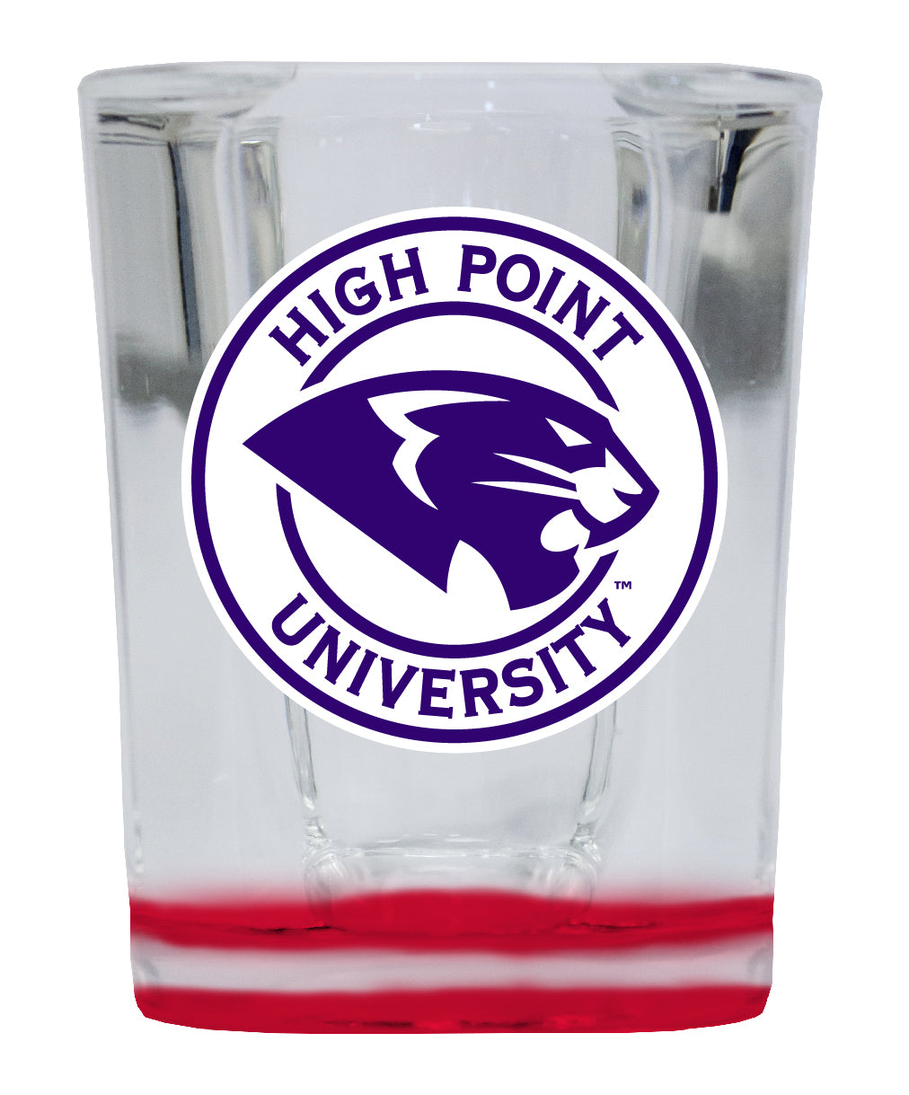 High Point University 2 Ounce Shot Glass Square Red Base Officially Licensed Collegiate Product 2-Pack