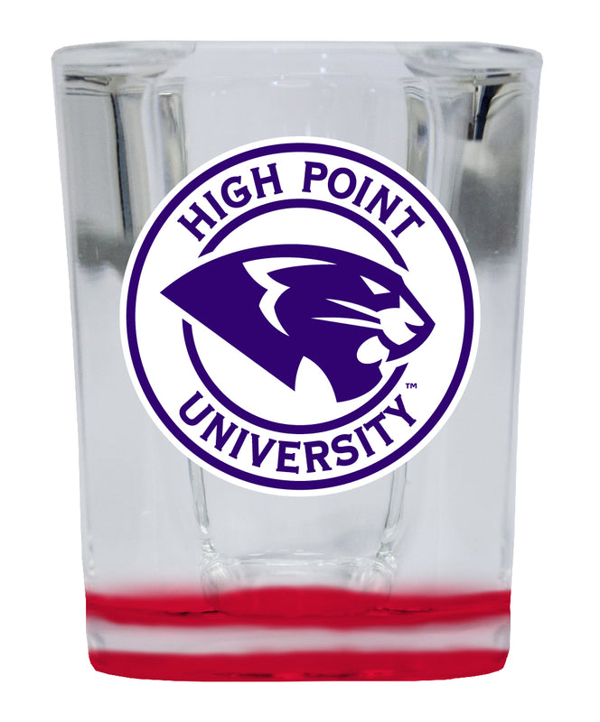 High Point University 2 Ounce Shot Glass Square Red Base Officially Licensed Collegiate Product 2-Pack