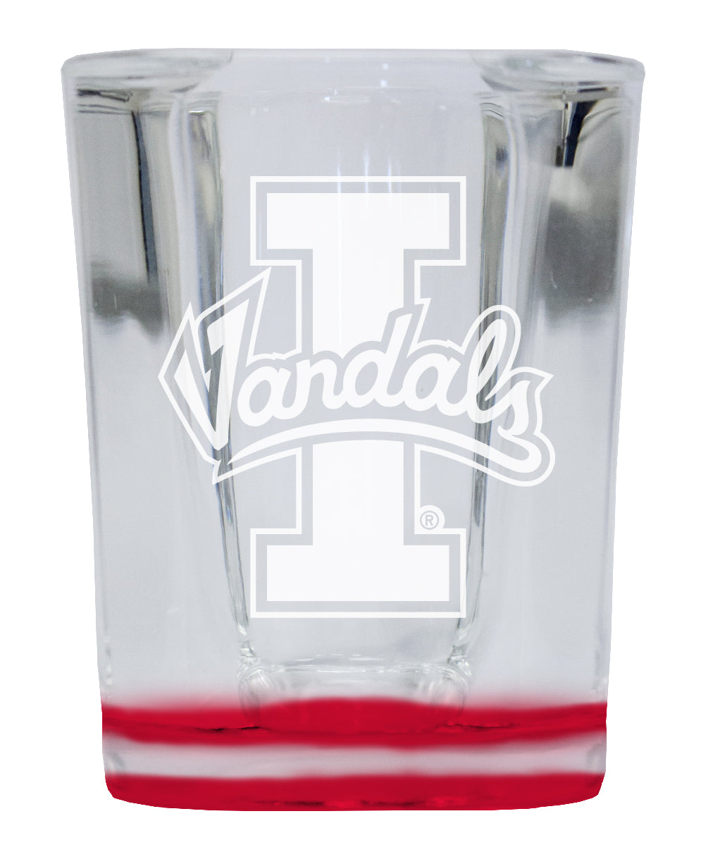 Idaho Vandals 2 Ounce Engraved Shot Glass Square Red Base Officially Licensed Collegiate Product 4-Pack