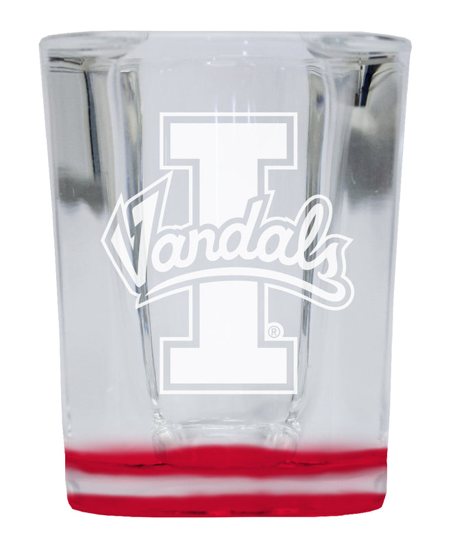 Idaho Vandals 2 Ounce Engraved Shot Glass Square Red Base Officially Licensed Collegiate Product 4-Pack