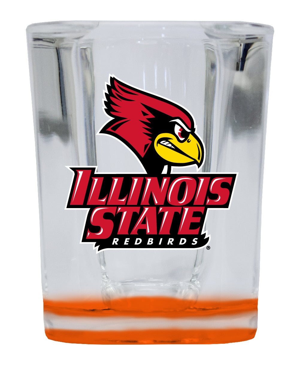 Illinois State Redbirds 2 Ounce Shot Glass Square Orange Base Officially Licensed Collegiate Product 2-Pack