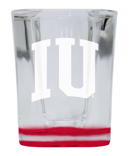 Indiana Hoosiers 2 Ounce Engraved Shot Glass Square Red Base Officially Licensed Collegiate Product 4-Pack