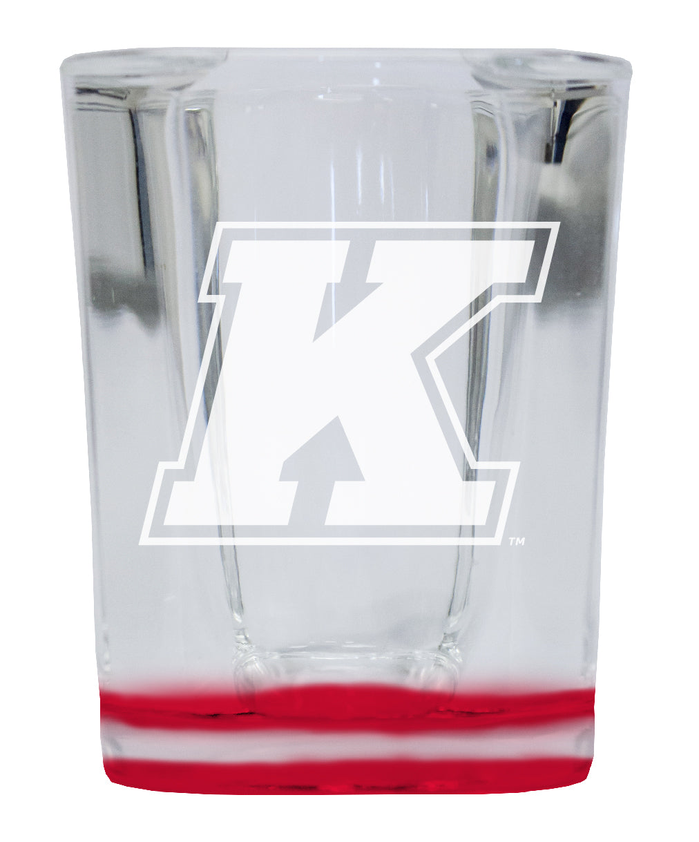 Kent State University 2 Ounce Engraved Shot Glass Square Red Base Officially Licensed Collegiate Product 4-Pack