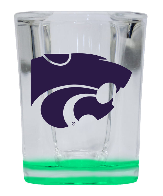 Kansas State Wildcats 2 Ounce Shot Glass Square Green Base Officially Licensed Collegiate Product 4-Pack
