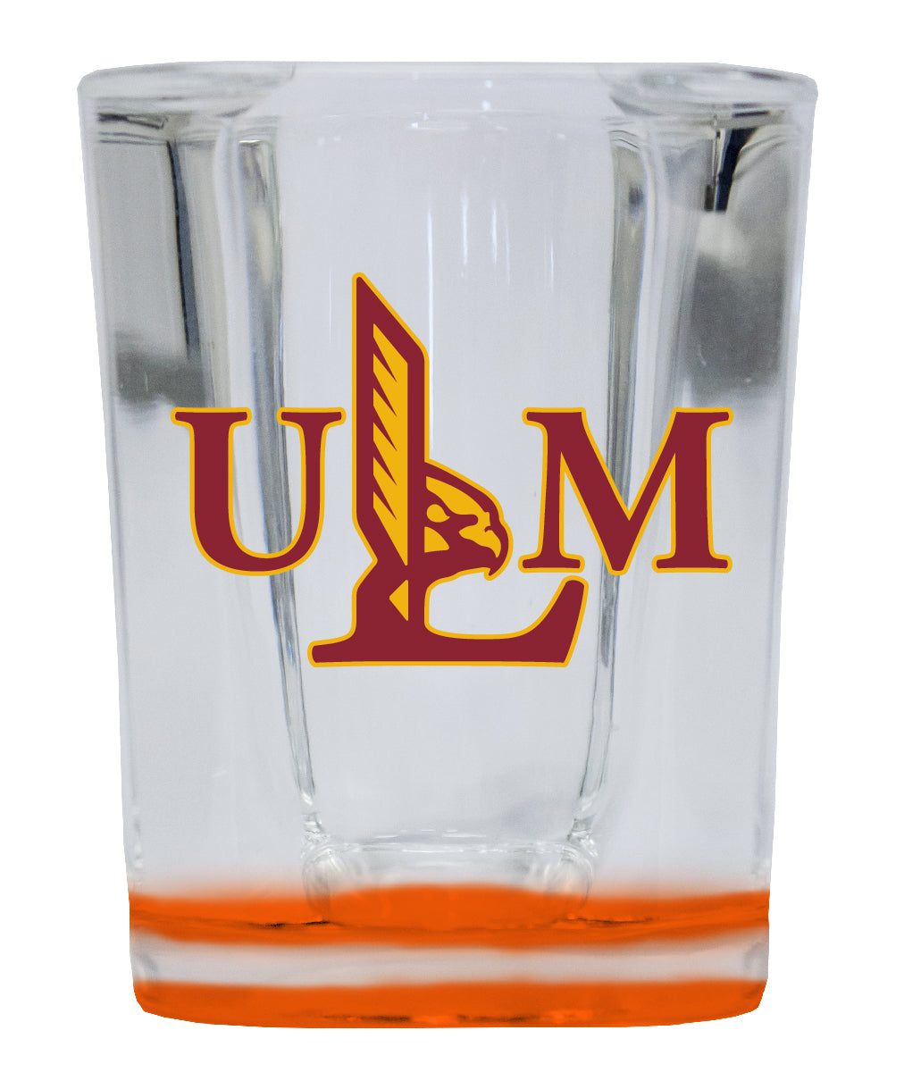University of Louisiana Monroe 2 Ounce Shot Glass Square Orange Base Officially Licensed Collegiate Product 4-Pack
