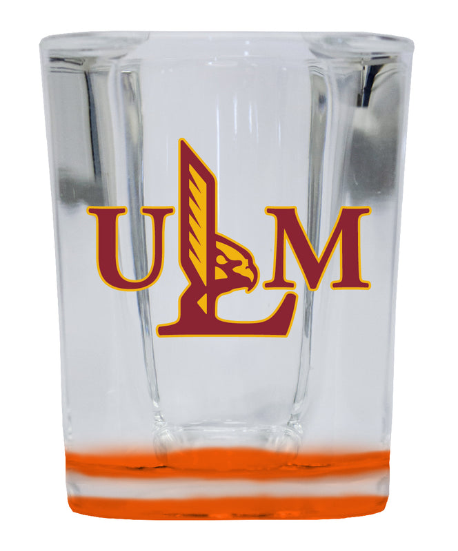 University of Louisiana Monroe 2 Ounce Shot Glass Square Orange Base Officially Licensed Collegiate Product 4-Pack