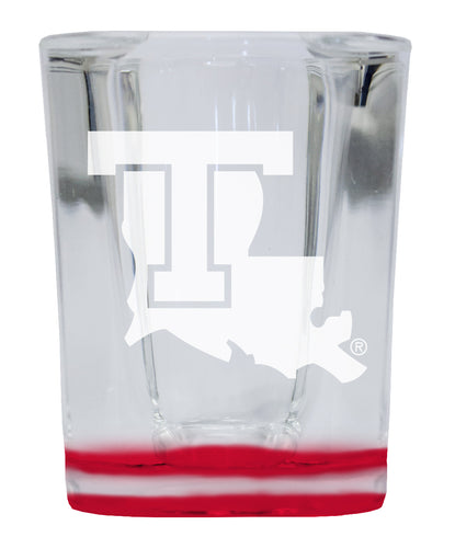 Louisiana Tech Bulldogs 2 Ounce Engraved Shot Glass Square Red Base Officially Licensed Collegiate Product 4-Pack