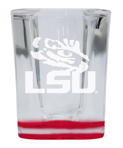 LSU Tigers 2 Ounce Engraved Shot Glass Square Red Base Officially Licensed Collegiate Product 4-Pack