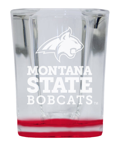 Montana State Bobcats 2 Ounce Engraved Shot Glass Square Red Base Officially Licensed Collegiate Product 4-Pack